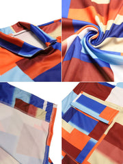 Plus Size Plaid Colorful Print Double-Breasted Lapel Coat