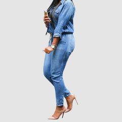 Denim Shirts Tie-up Jumpsuit
