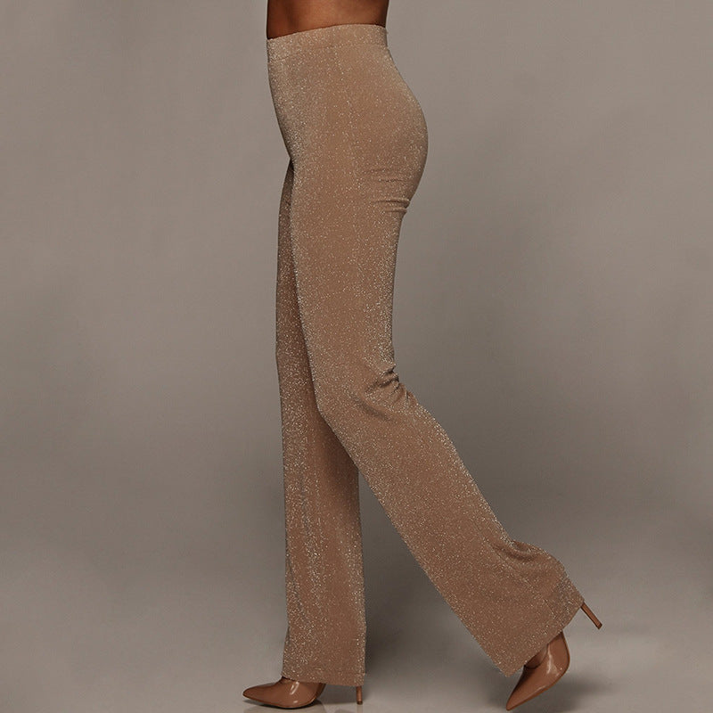 Sparkly High Waist Flared Pants in 2 Colors S-L