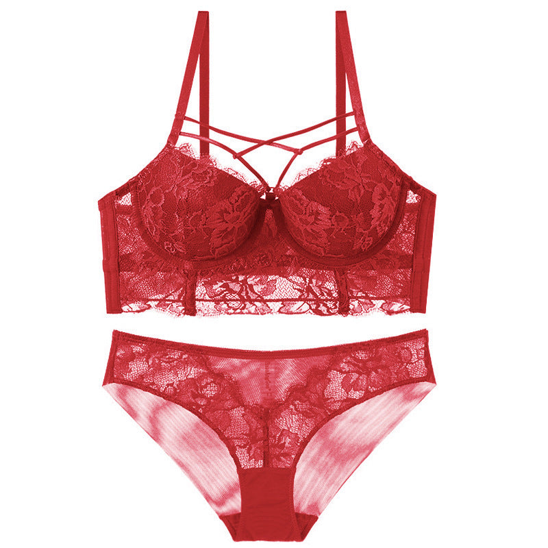 Padded Lace Bra and Panties Set in 4 Colors