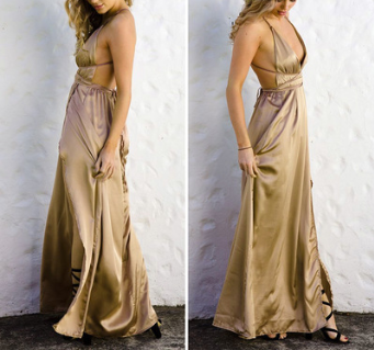 V-Neck Halter Maxi Dress with Open Back in 12 Colors S-XXL