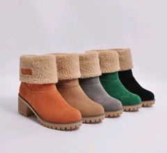 Thick Heel Fleece Lined Suede Snow Boots in 5 Colors