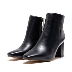 High Heel Boots with Square Toe in 2 Colors
