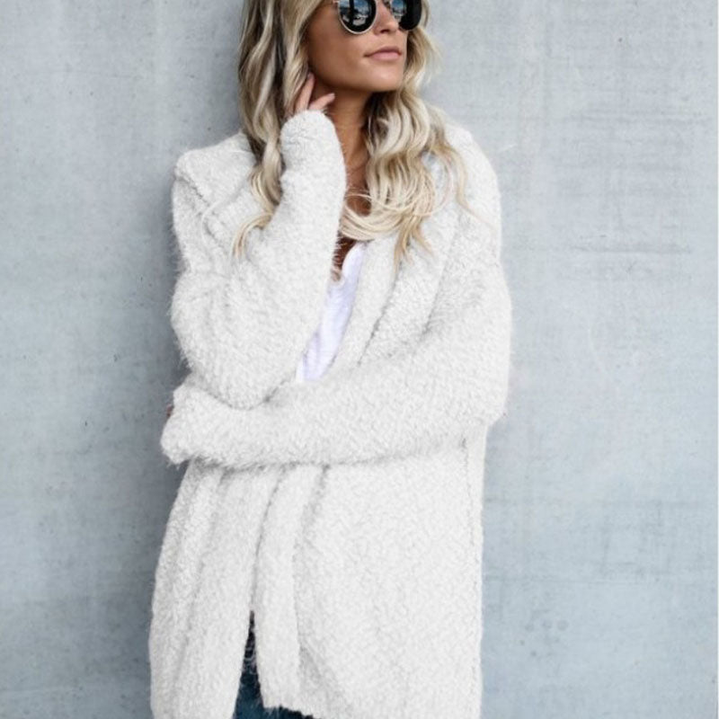 Long Sleeve Hooded Fleece Cardigan Jacket in 4 Colors S-5XL