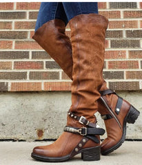 Knee High Belt Buckle Boots in 3 Colors