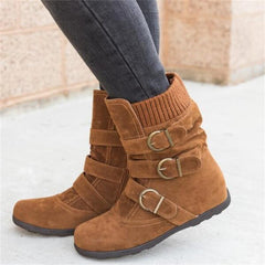 Slip-On Snow Boots with Buckles in 4 Colors