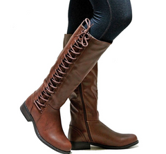 Low Heel Knee High Boots with Side Zipper