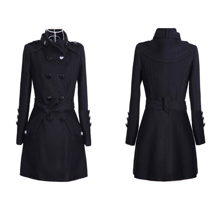 Mid-Length Woolen Coat in 2 Colors M-4XL