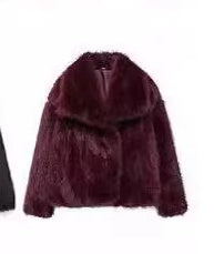 Kunstpelzjacke mit Taschen und Revers