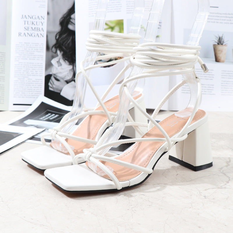 Strappy Chunky Heel Sandals in 3 Colors
