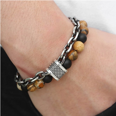 Stainless Steel Bracelet with Natural Stones