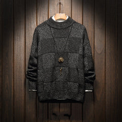Men's Checkered Long Sleeve Sweater in 4 Colors M-5XL