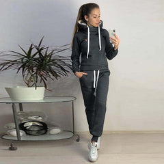 Solid Colour Fleece-Lined Sweatsuit
