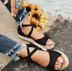 Suede Sandals with Wedge Heels in 3 Colors