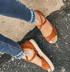 Suede Sandals with Wedge Heels in 3 Colors