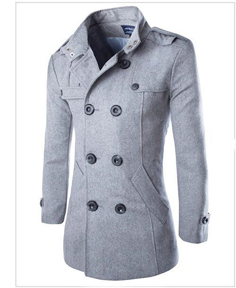 Men's Double Breasted Woolen Coat in 5 Colors M-4XL
