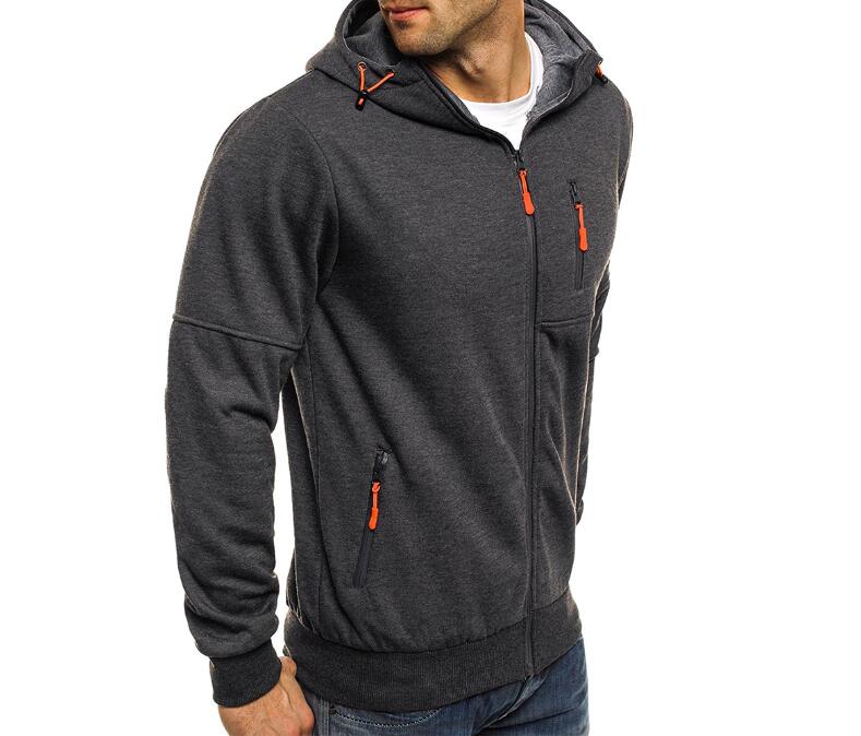 Men Hooded Zippered Sweatshirt in 3 Colors S-3XL