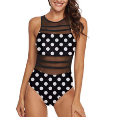 One Piece Swimsuit with Mesh in 4 Colors XS-XXL
