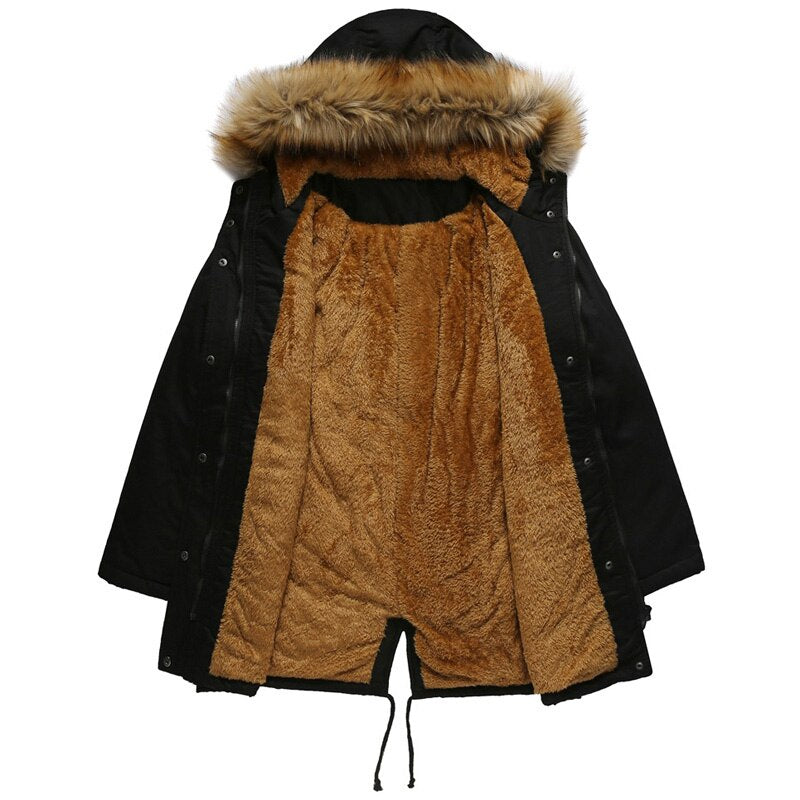 Hooded Fur Lined Warm Winter Jacket in 3 Colors S-4XL