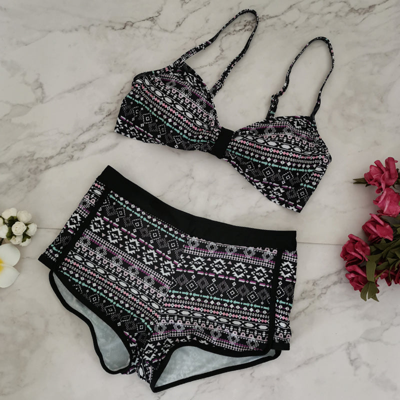 Bohemian Print Shorts Bikini S-5XL
