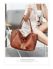 Crossbody Tote Bag with Tassel in 3 Colors