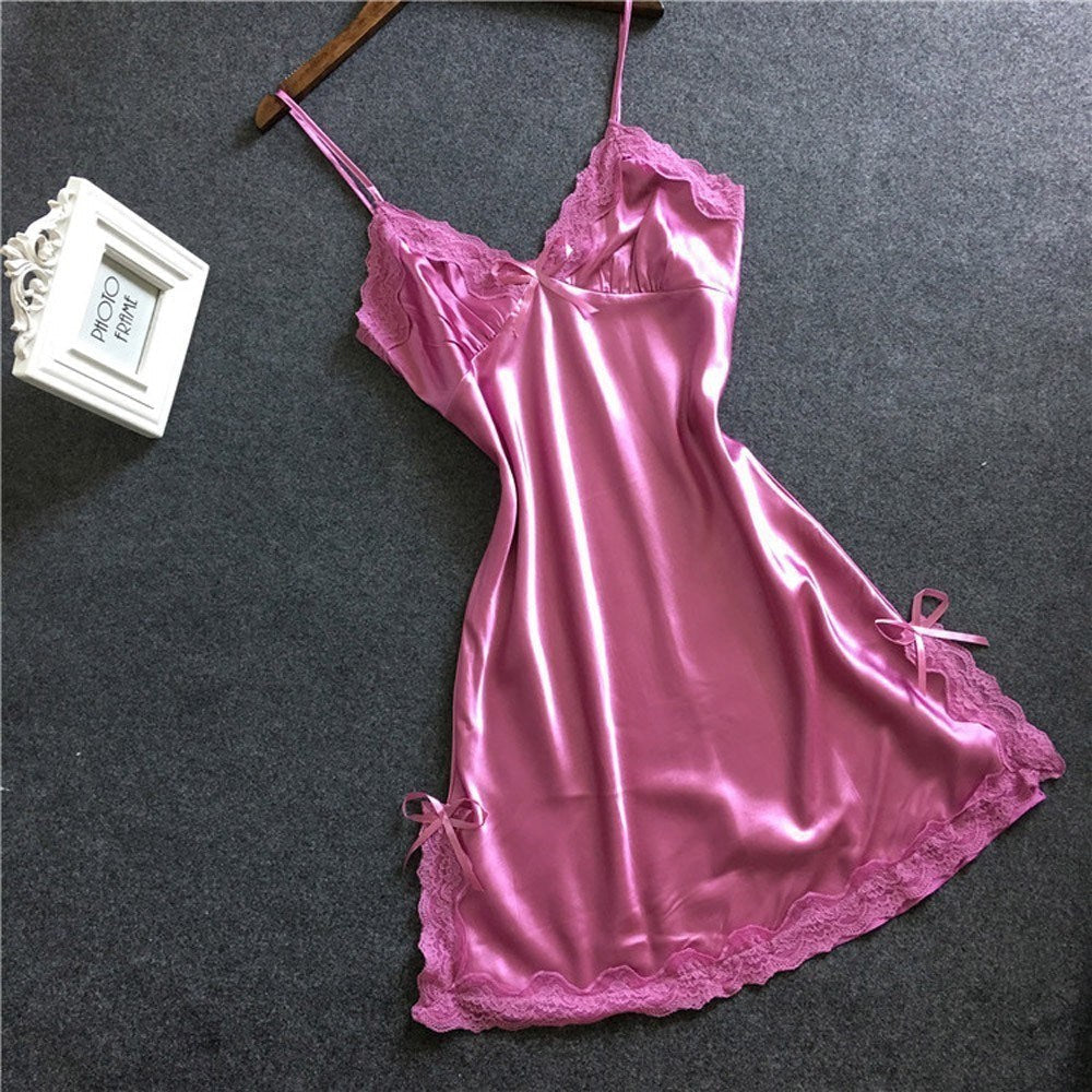 Lingerie Dress with Lace and Spaghetti Straps in 6 Colors M-XXL
