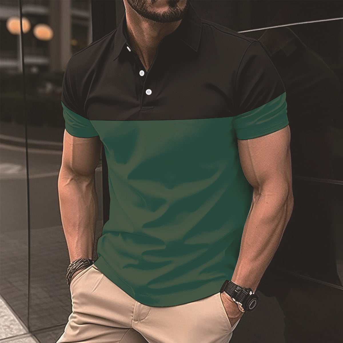 Men's Casual Colorblock Polo Shirt in 8 Colors S-XXXL