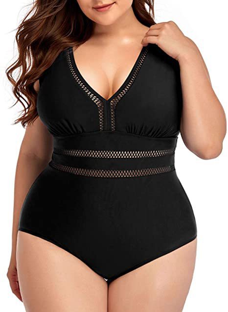 One Piece Swimsuit with Mesh S-5XL
