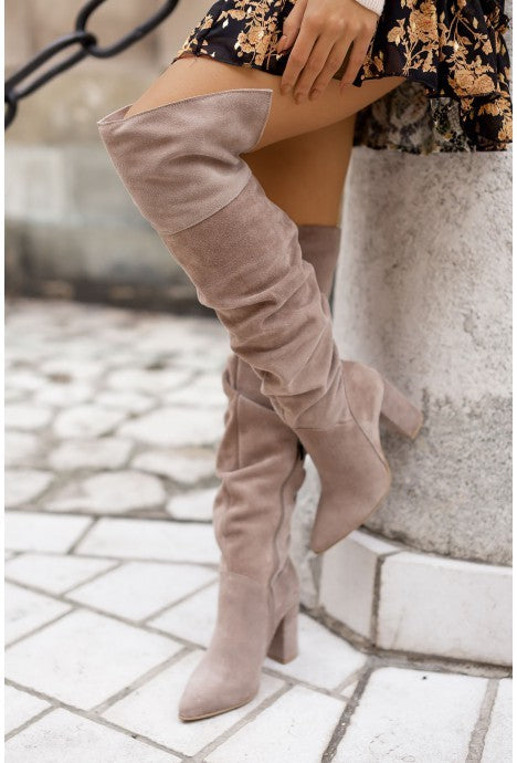 Suede High Heel Pointed Toe Over the Knee Boots