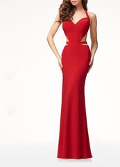 Red Backless Halterneck Evening Dress S-XL