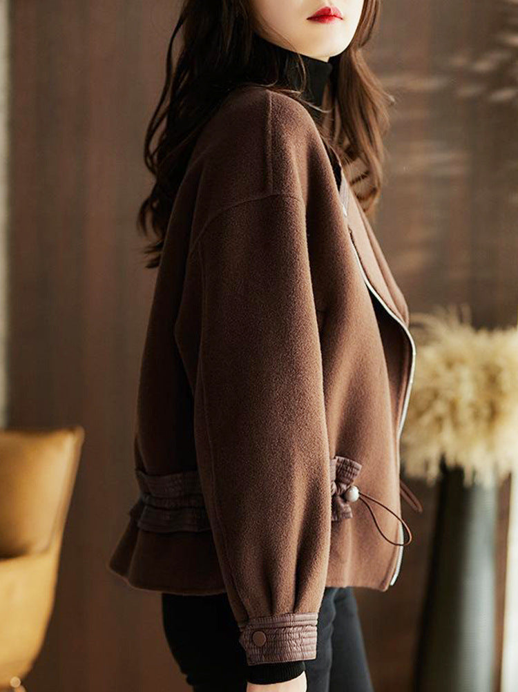 Long Sleeve Short Woolen Jacket S-4XL