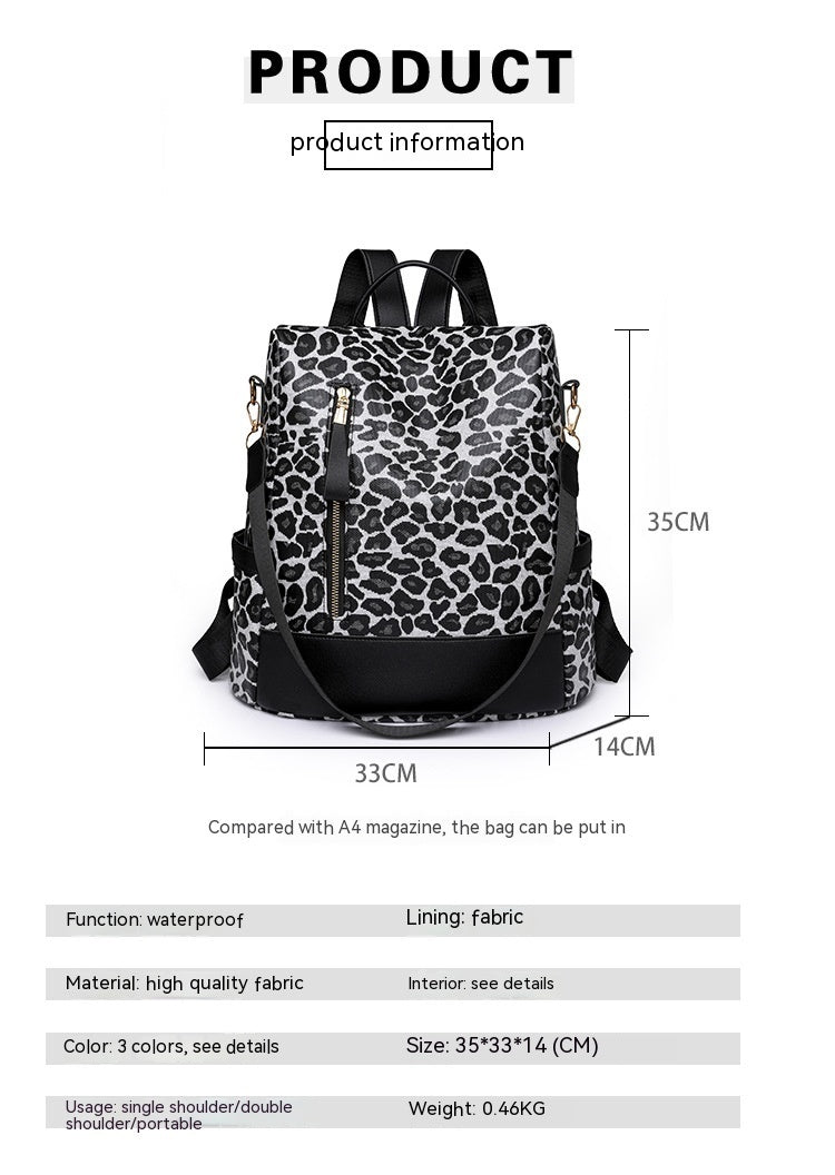 Waterproof Leopard Print Fashion Shoulder Bag Backpack