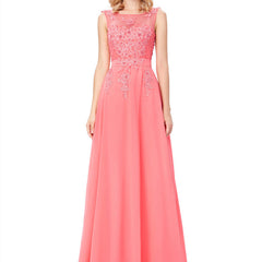 Sleeveless Lace Bodice Evening Dress in 5 Colors Sizes 2-16