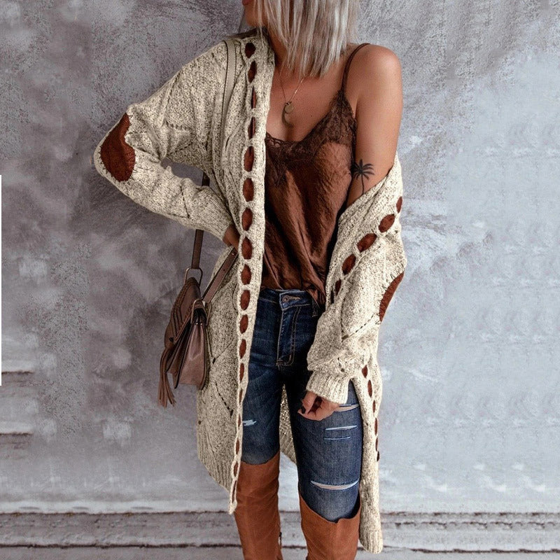 Knee-Length Hooded Cardigan