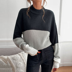 Crew Neck Knit Colorblock Sweater S-L
