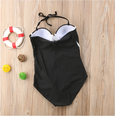 One-Piece Black and White Swimsuit S-XL