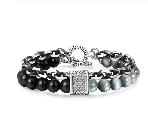Stainless Steel Bracelet with Natural Stones