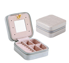 Portable Jewelry Box with Mirror in 4 Colors