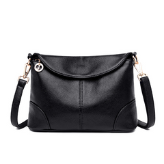Leather Solid Colour Shoulder Bag with Zipper