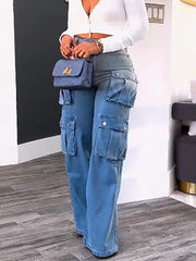 Cargo Pocket Wide Leg Jeans
