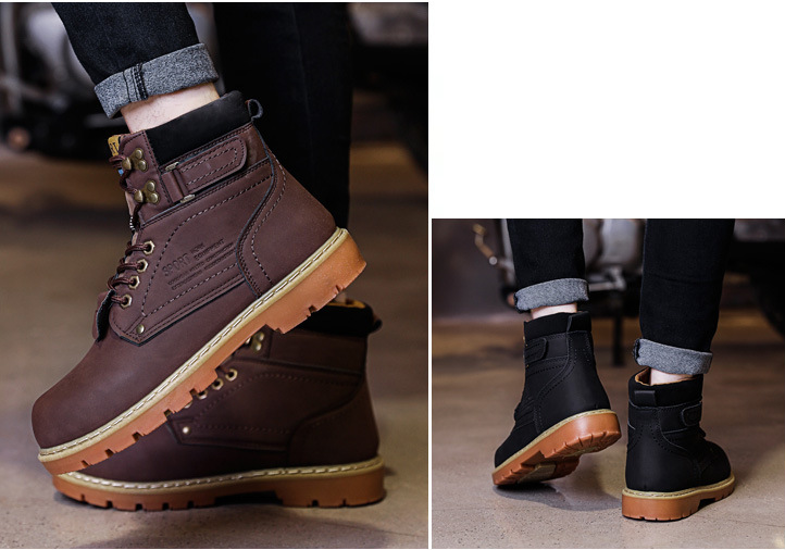 Men's Lined Martin Boots with Round Toe in 3 Colors