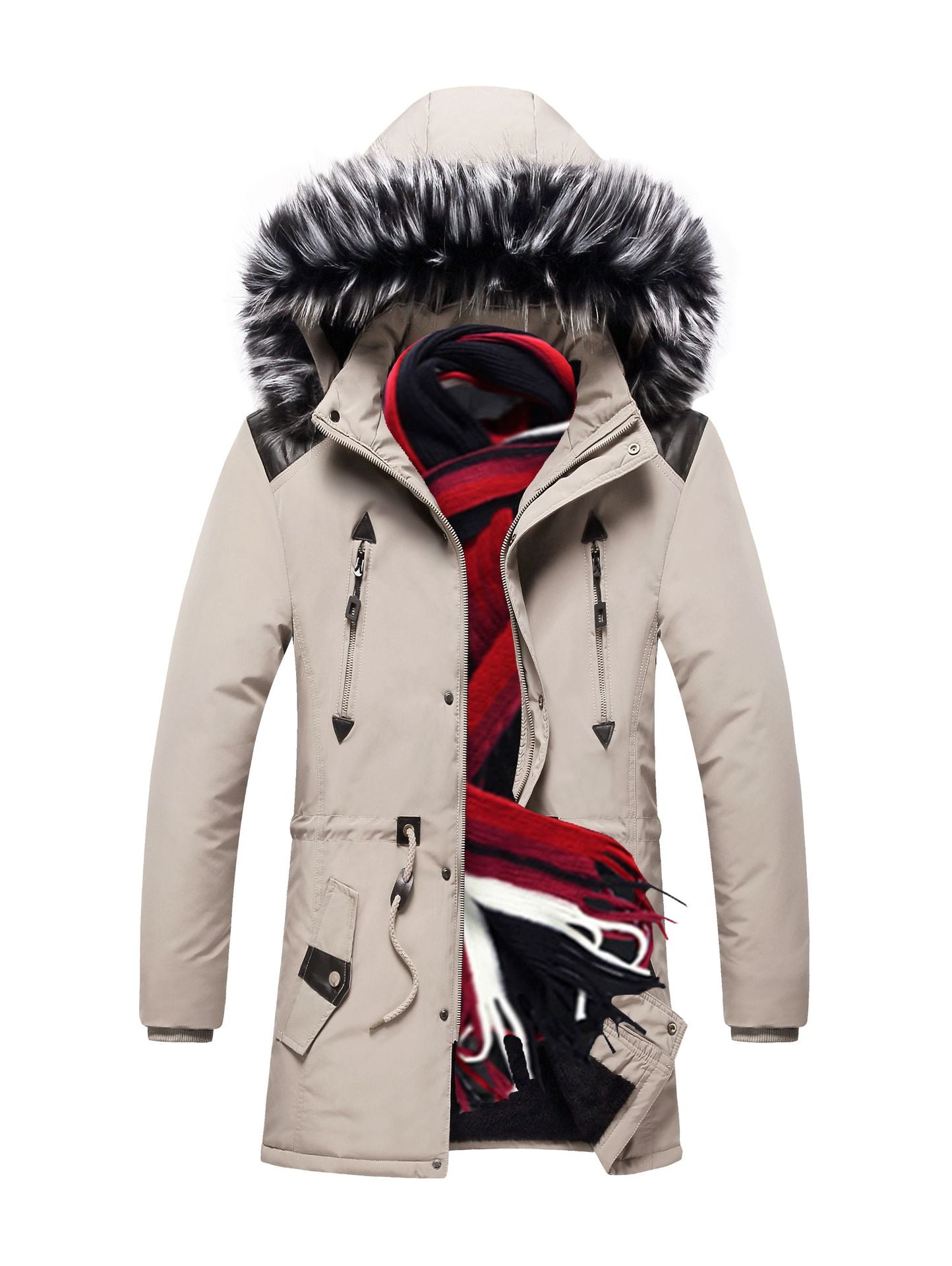Men's Hooded Mid-Length Winter Coat in 3 Colors L-3XL