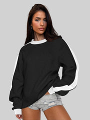 Contrast Color Round Neck Long Sleeve Sweatshirt