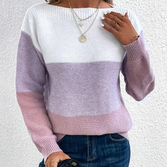 Rundhals-Langarm-Colorblock-Pullover in 8 Farben S-XL