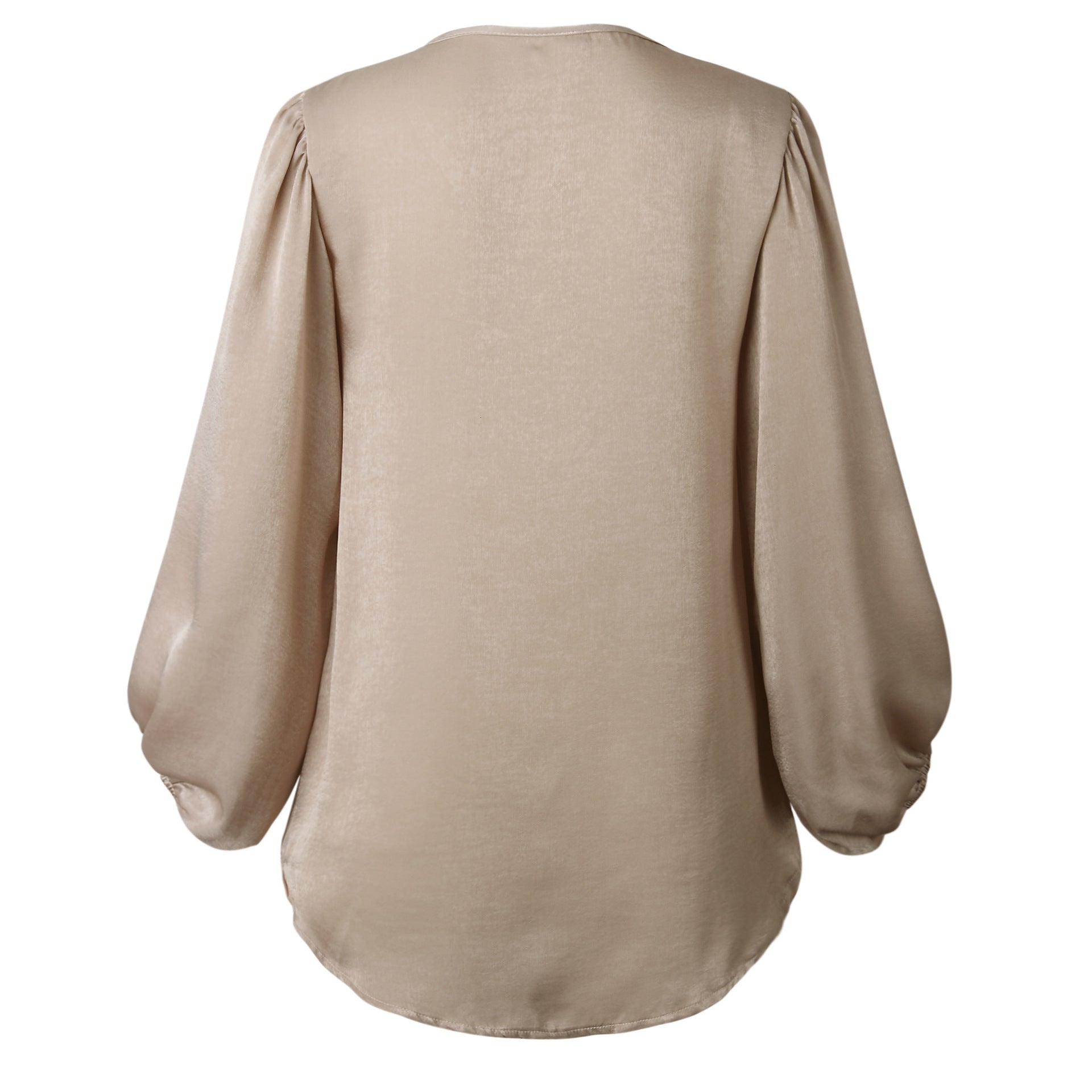 V-Ausschnitt Bluse mit langen Laternenärmeln in 3 Farben S-XL