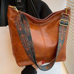 Shoulder Messenger Bag with Patterned Wide Adjustable Strap in 7 Colors