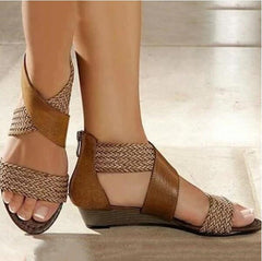 Bohemian Criss-Cross Woven Sandals with Closed Heel