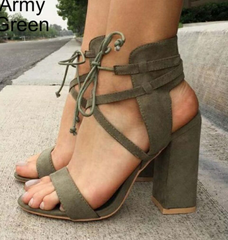 Sandales à talons hauts et à lanières en 6 couleurs