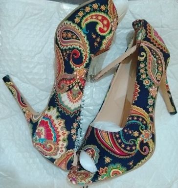 High Heel Patterned Stilettos with Ankle Strap