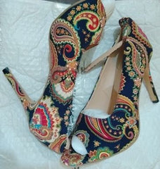 High Heel Patterned Stilettos with Ankle Strap